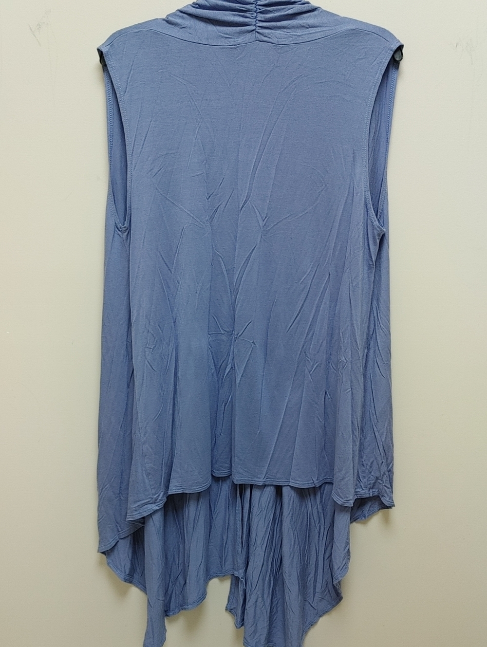 Light Blue Sleeveless Draped Cardigan Vest Will Fit Up To XL Very Soft Fabric - Picture 4 of 4